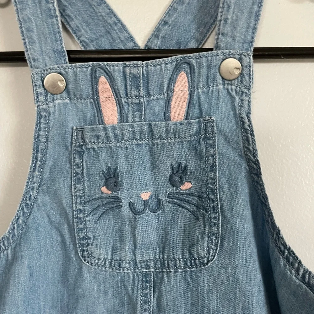 The Children's Place Denim Bunny Embroidery romper dress size 5T